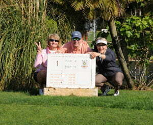 Mallorca Golfplauschreise, 3 Teilnehmer am ersten Abschlag