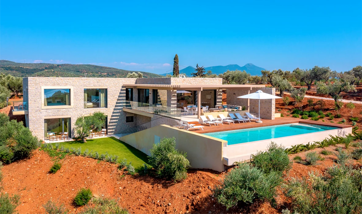 Messinian Nest Villa, Luftaufnahme mit Pool